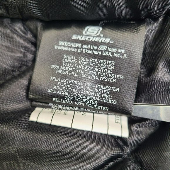 Skechers Womens Sz LG Dark Gray Faux Fur Lined Hooded Winter Jacket Puffer Parka - Picture 9 of 11